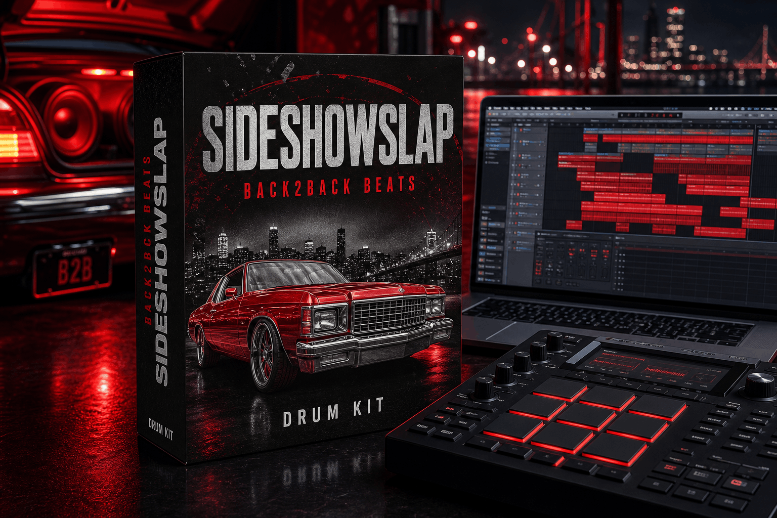SideshowSlap Drum Kit product box with DAW and drum pads